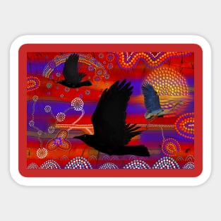 Australian Aboriginal-themed Sunset on a Lake Artwork Sticker